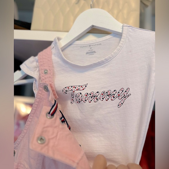 Tommy Hilfiger Pink Denim Overalls Matching Set - Picture 3 of 4